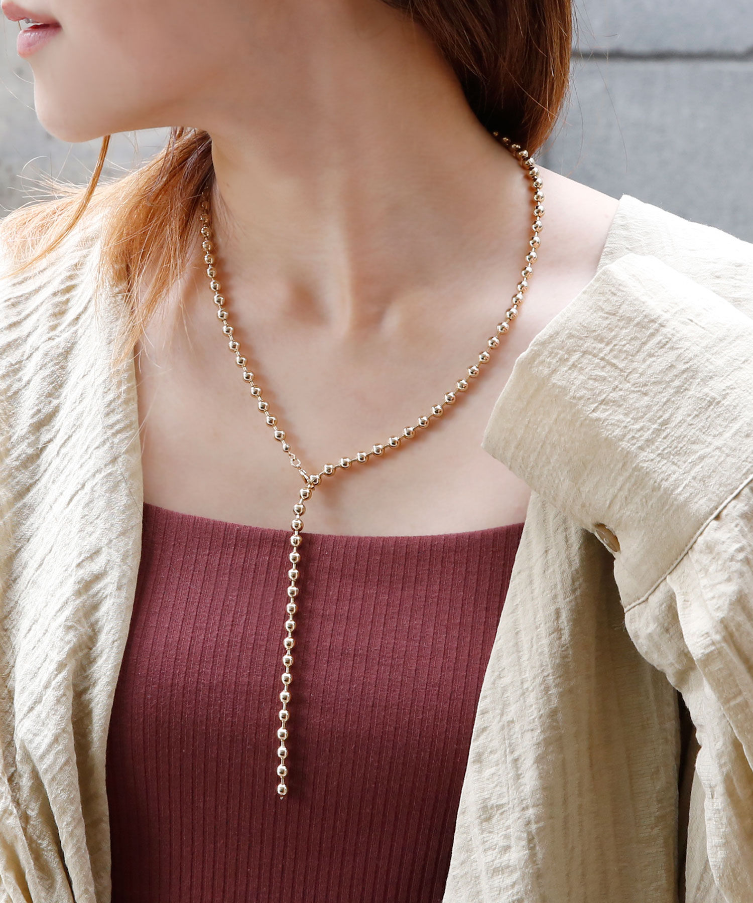colleca la「ボールチェーンロングネックレス」|ネックレス|ゴールド