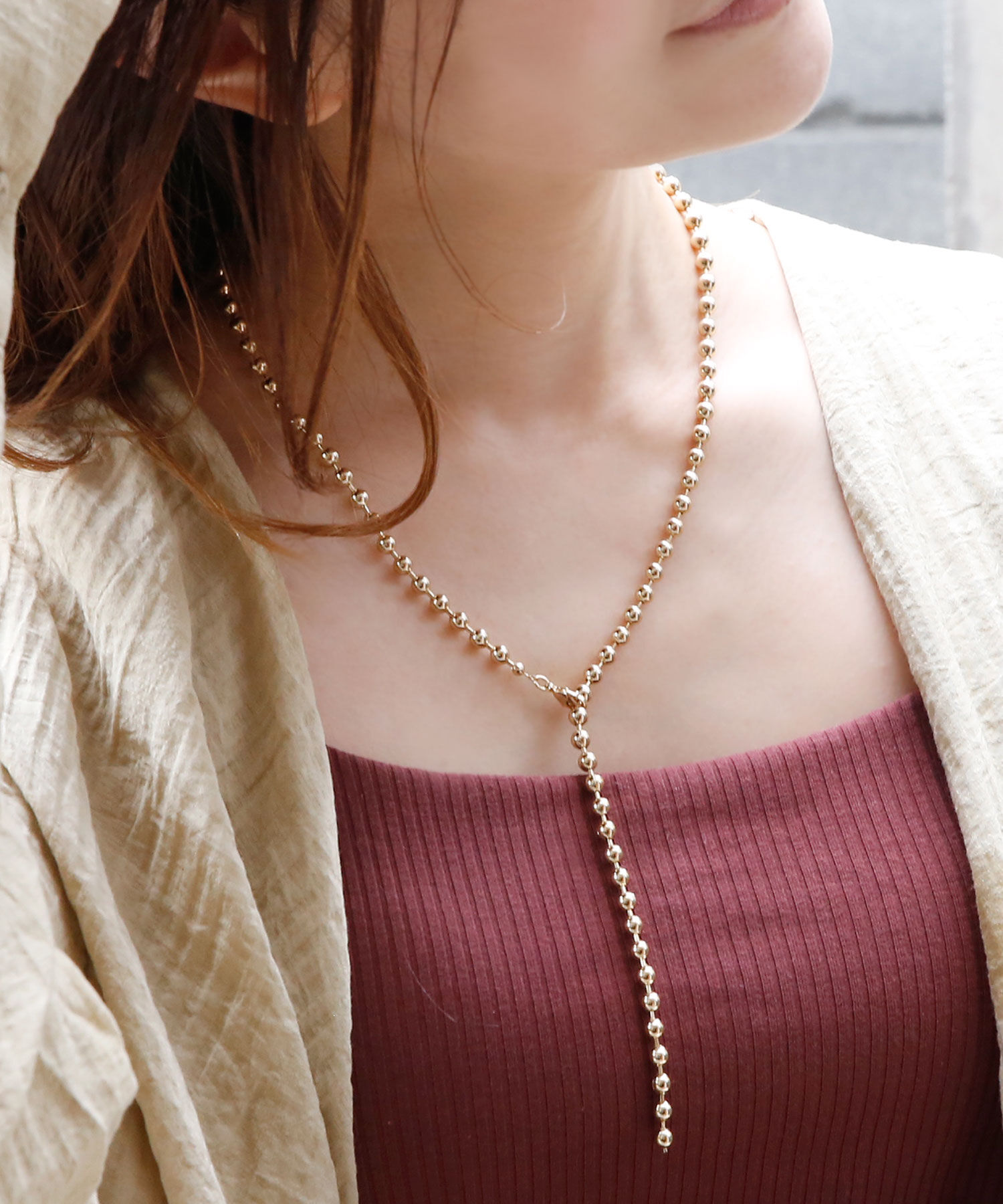 colleca la「ボールチェーンロングネックレス」|ネックレス|