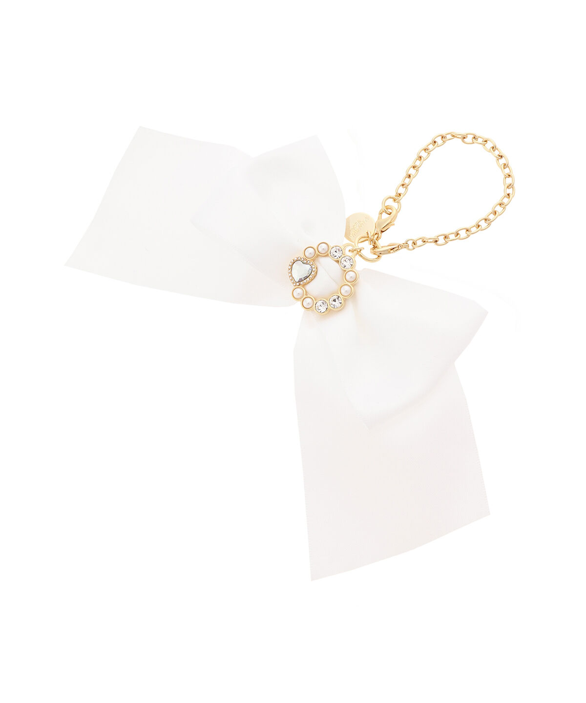 Samantha Vega「サークルビジューリボンバッグチャーム」|チャーム・キーホルダー|ホワイト