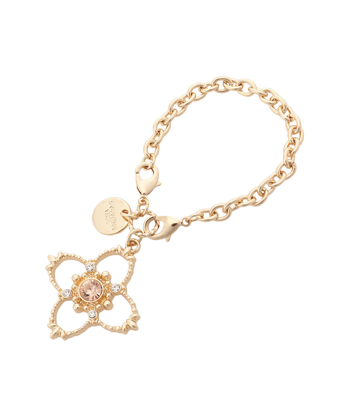 Samantha Vega「ビジューフラワーバッグチャーム」|チャーム・キーホルダー|ピンク