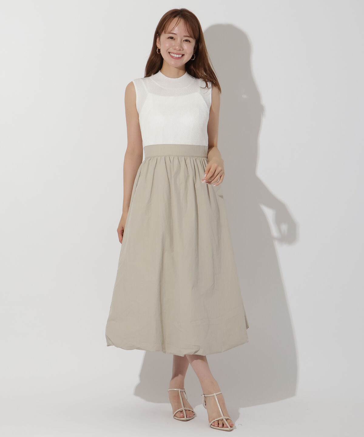 アンドクチュール「裾バルーンラメニットドッキングワンピース」|ワンピース|