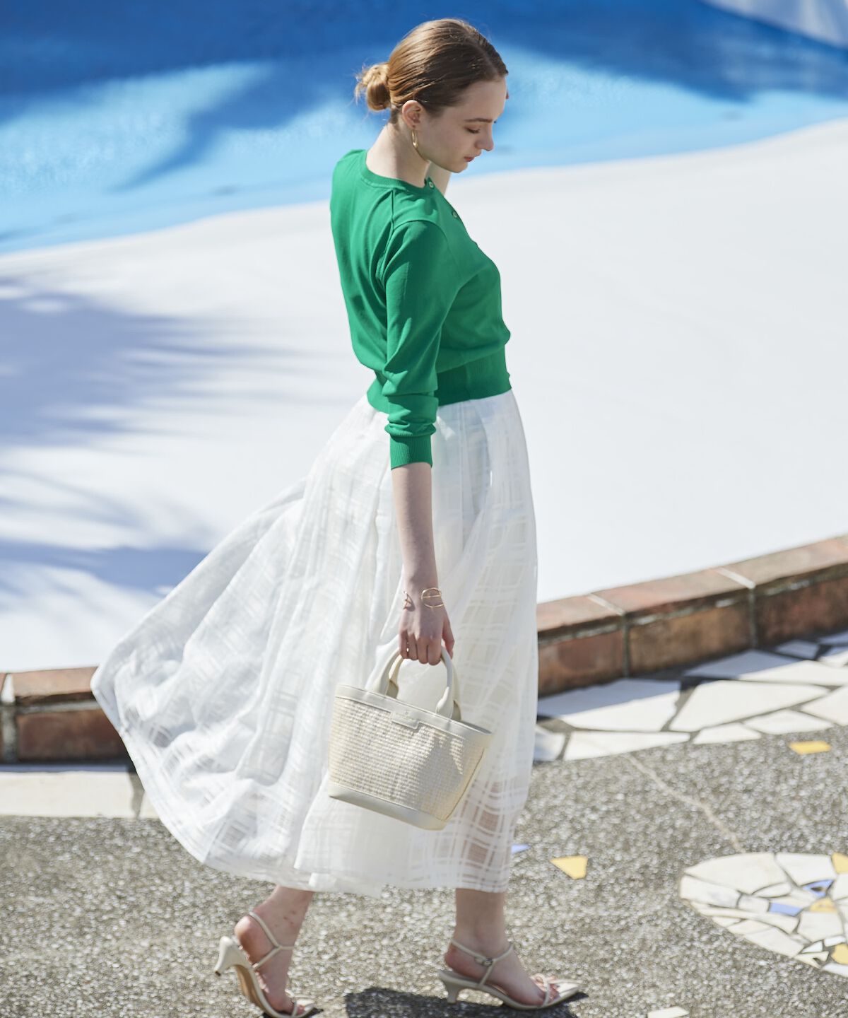 アンドクチュール「シアーチェックタックフレアスカート」|フレア|