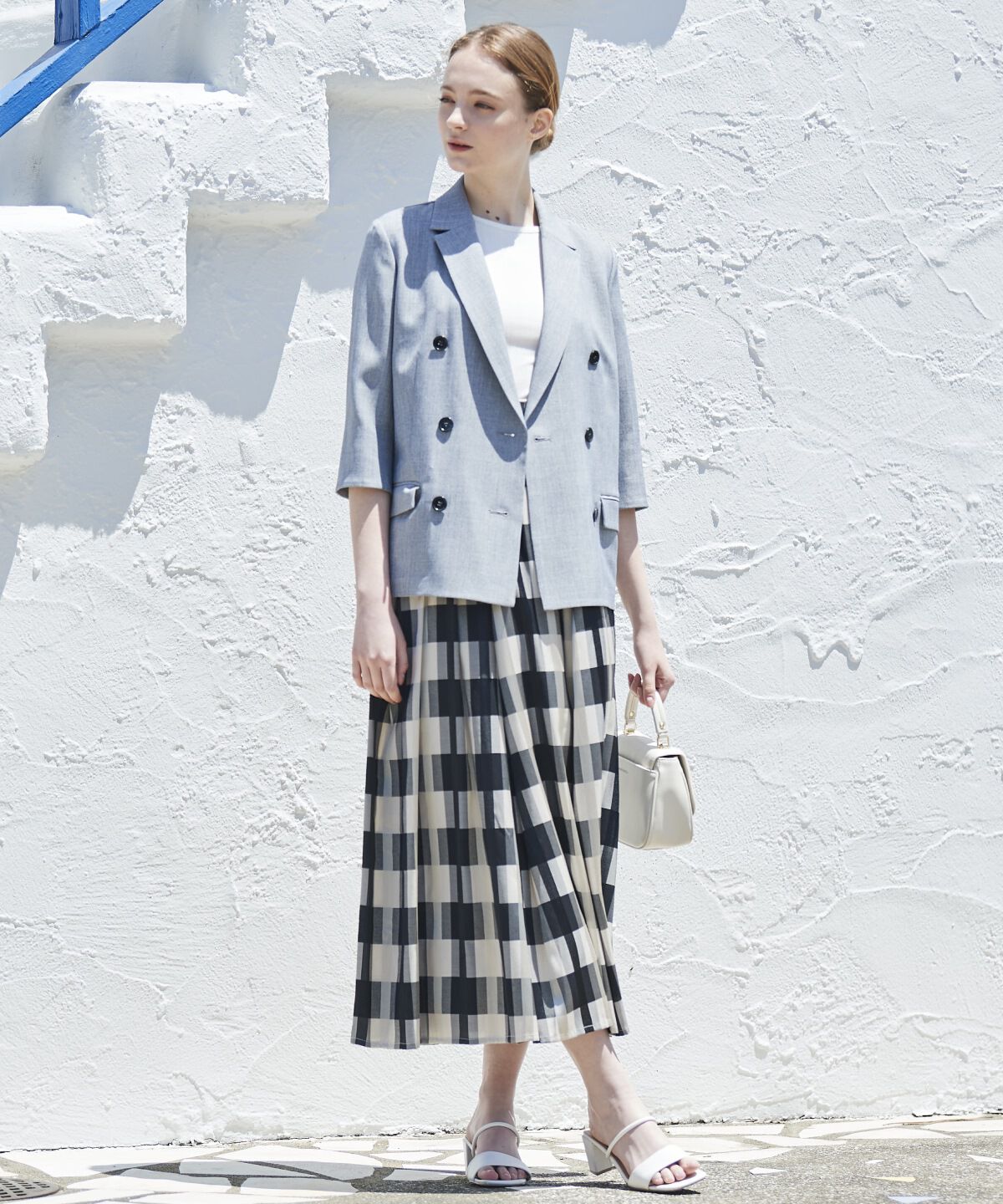 アンドクチュール「シアーチェックタックフレアスカート」|フレア|