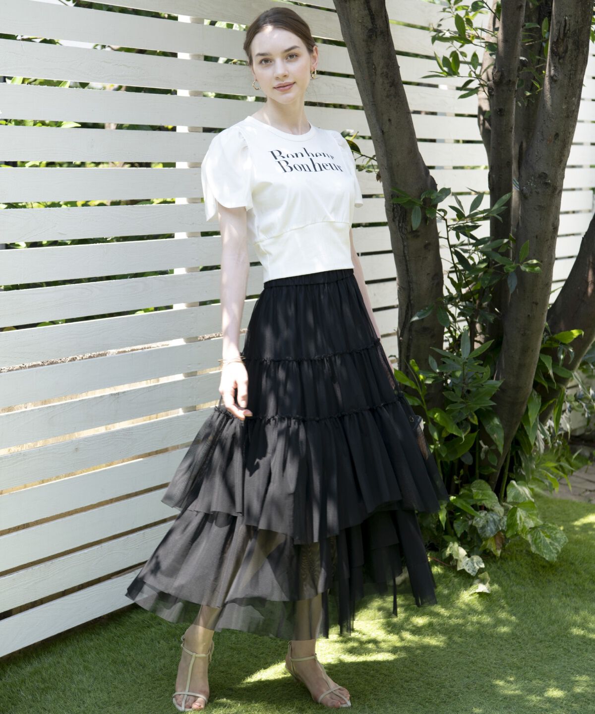 アンドクチュール「ランダムティアードチュールスカート」|フレア|