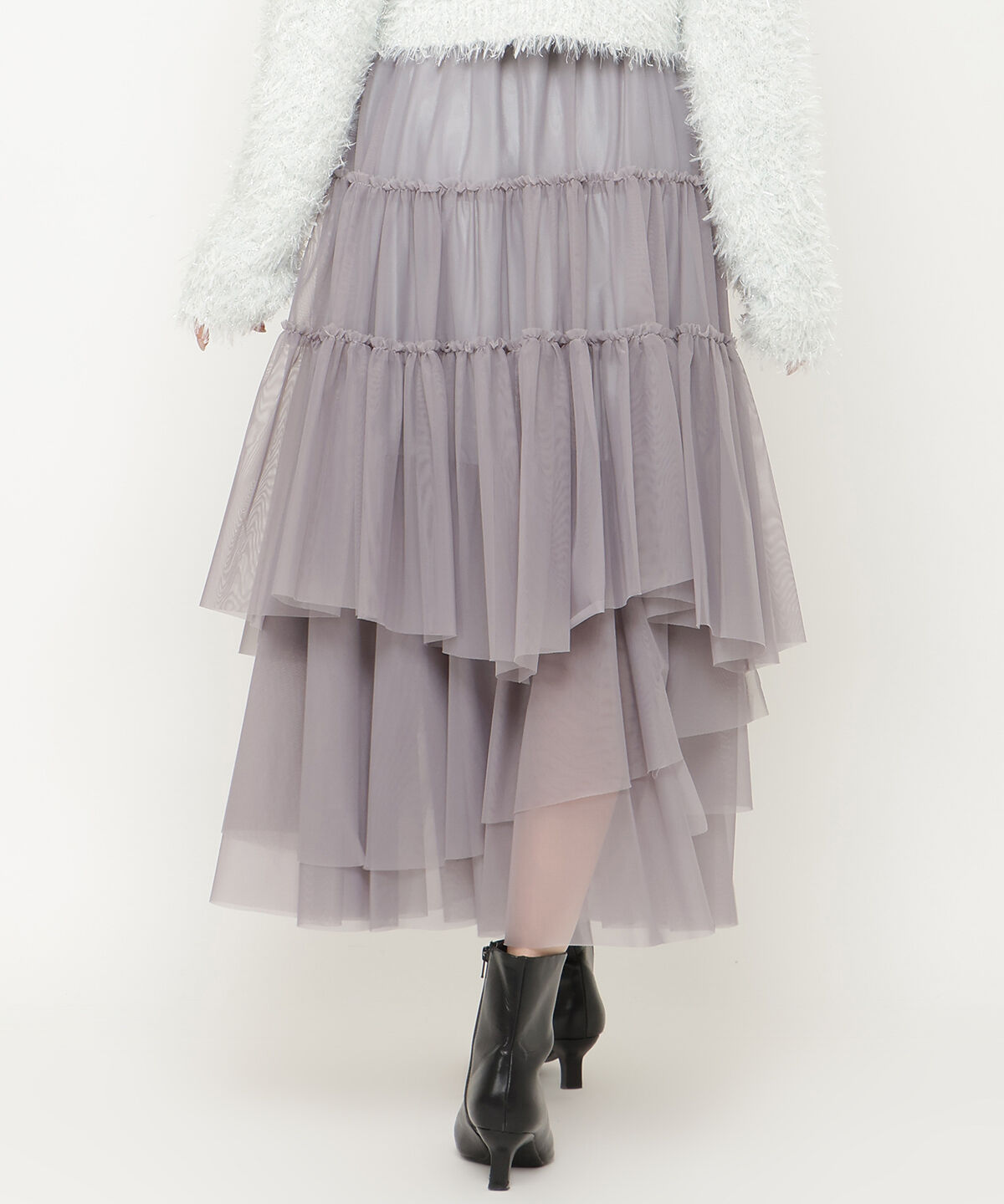 アンドクチュール「ランダムティアードチュールスカート」|フレア|