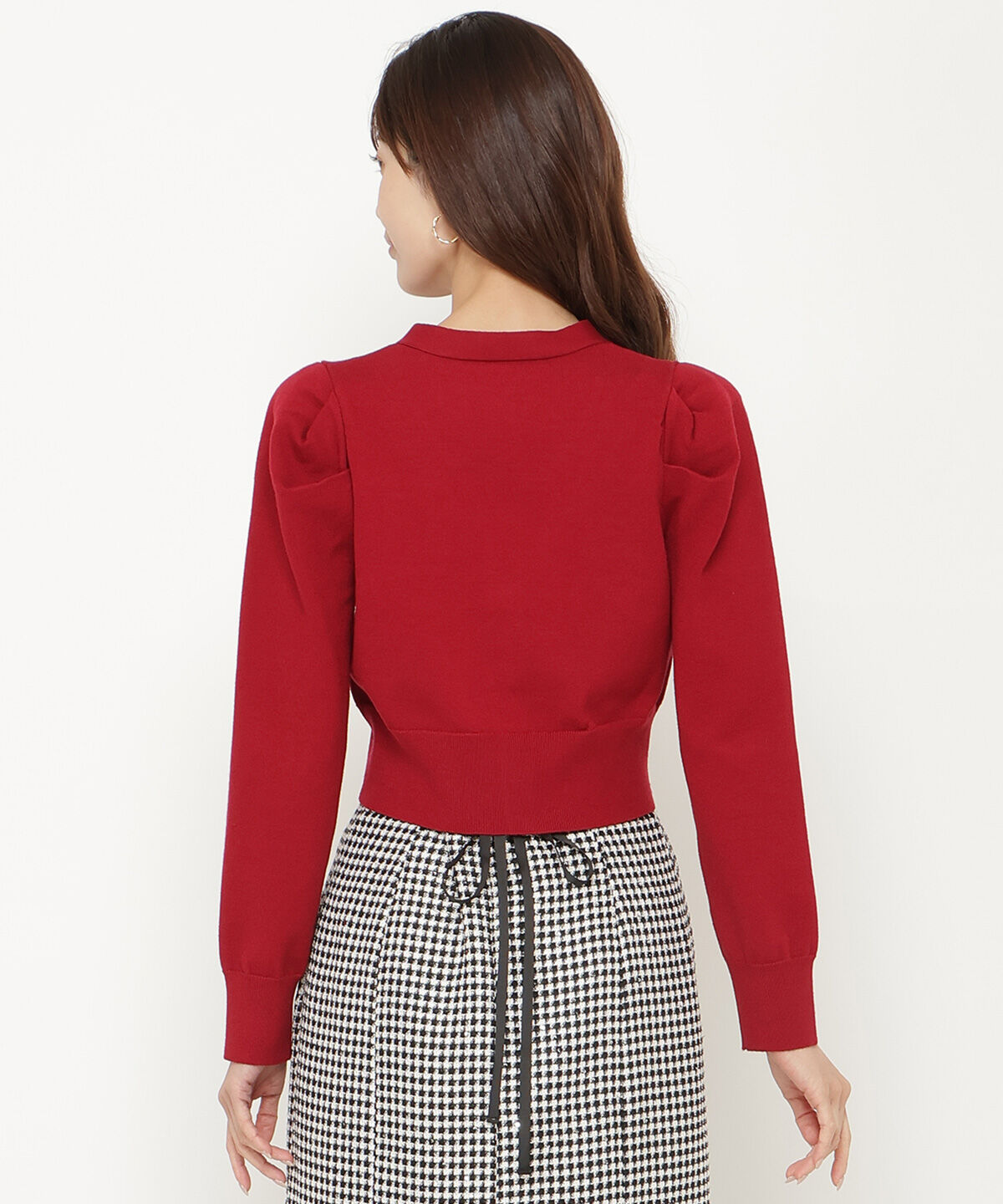 アンドクチュール「袖ギャザーVネックカーデプルオーバー」|カーディガン|