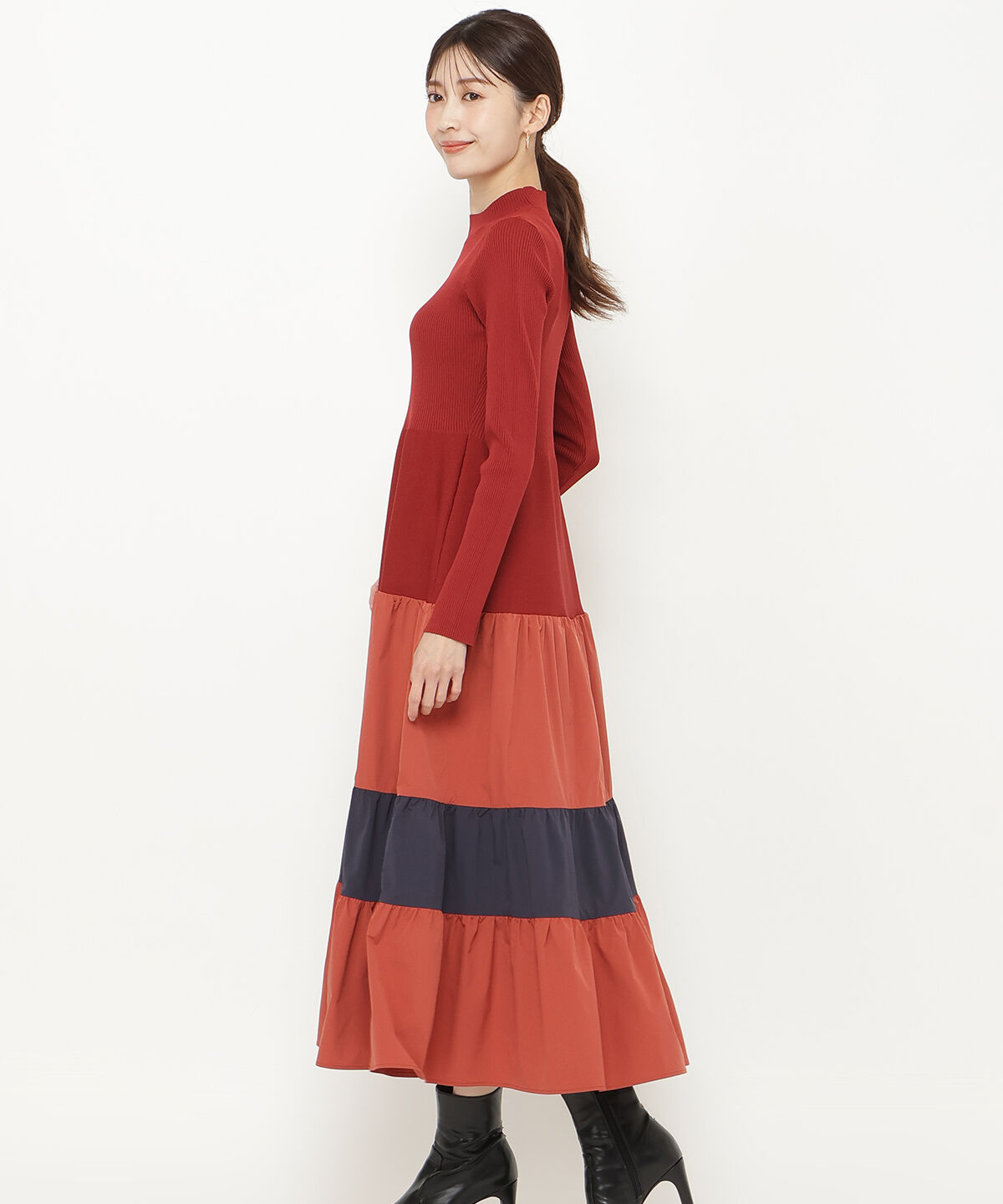 アンドクチュール「布帛ティアードドッキングワンピース」|ワンピース|