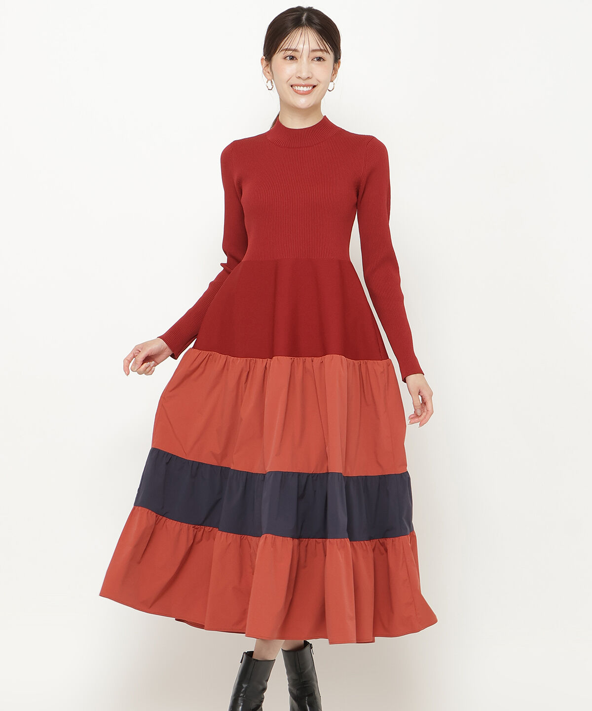 アンドクチュール「布帛ティアードドッキングワンピース」|ワンピース|