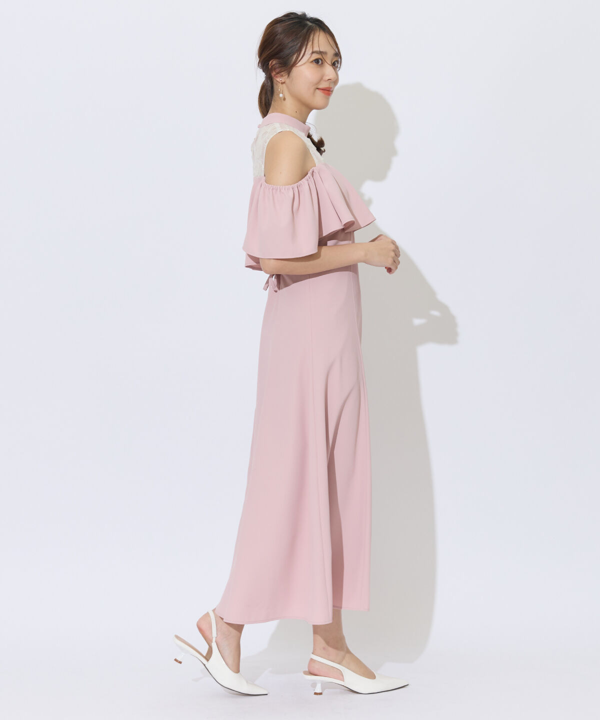 アンドクチュール「2WAYフラワーレースケープドレス」|ドレス|