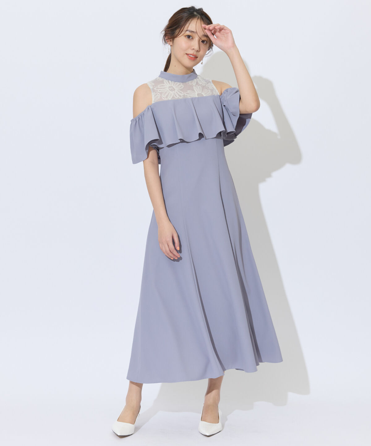 アンドクチュール「2WAYフラワーレースケープドレス」|ドレス|ﾁｬｺｰﾙｸﾞﾚｰ