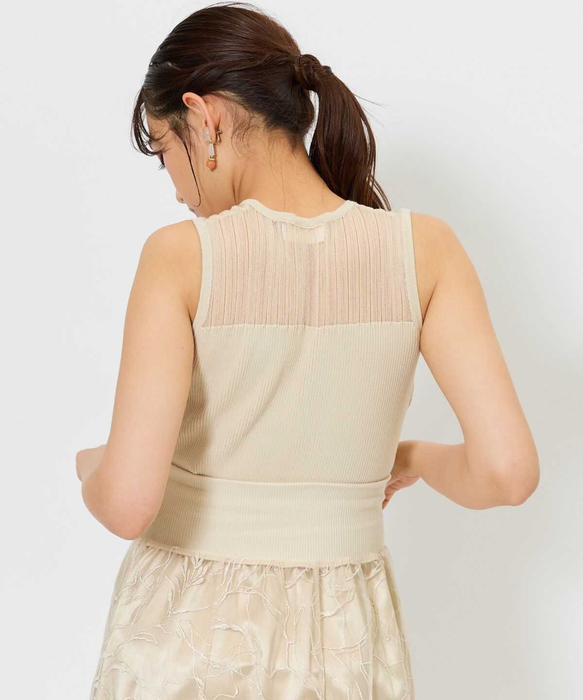 アンドクチュール「シアー切替ノースリトップス」|ニット・セーター|