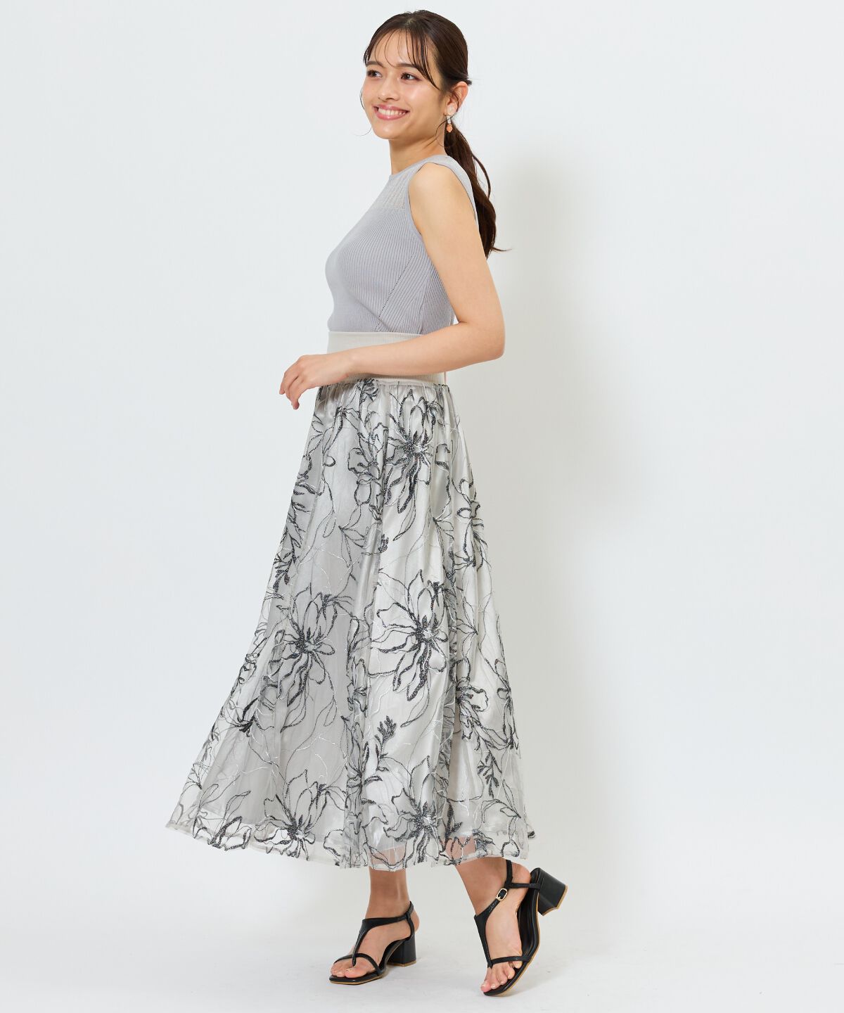 アンドクチュール「シアー切替ノースリトップス」|ニット・セーター|