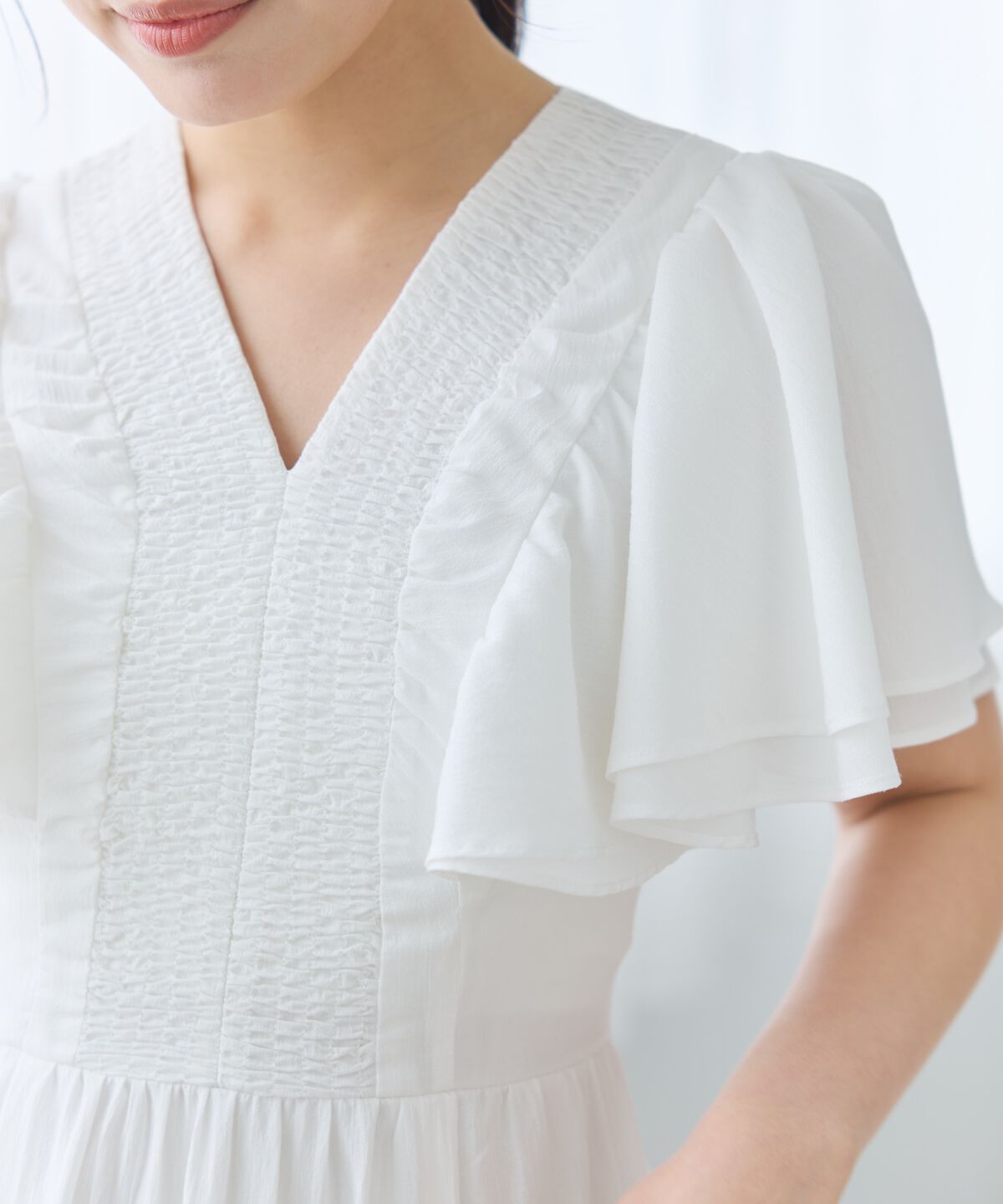 アンドクチュール「ギャザーVネックティアードワンピース」|ワンピース|