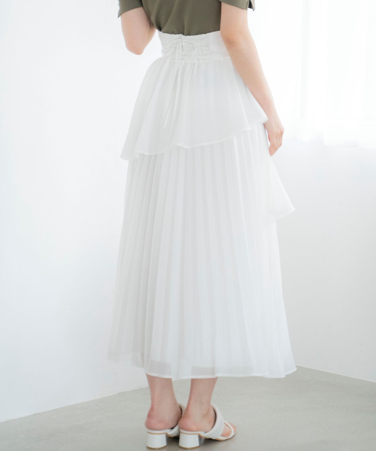 アンドクチュール「プリーツイレヘムティアードスカート」|フレア|