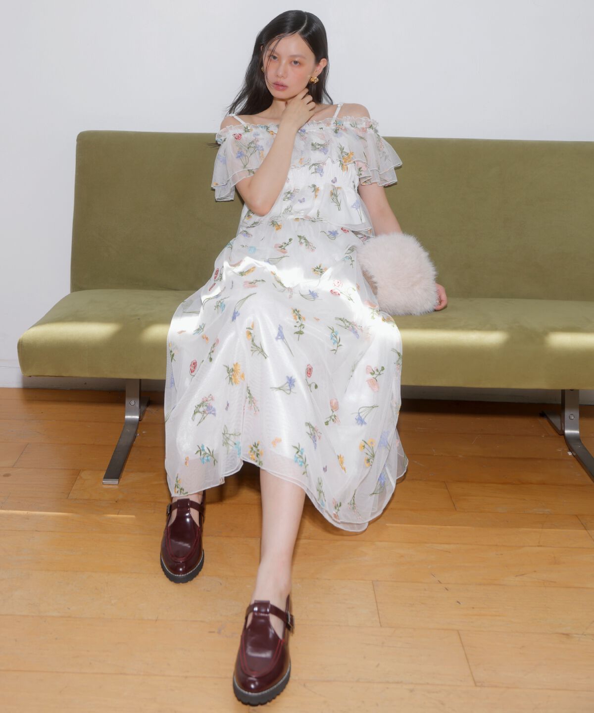 アンドクチュール「ボタニカル柄刺繍チュールブラウス」|シャツ・ブラウス|