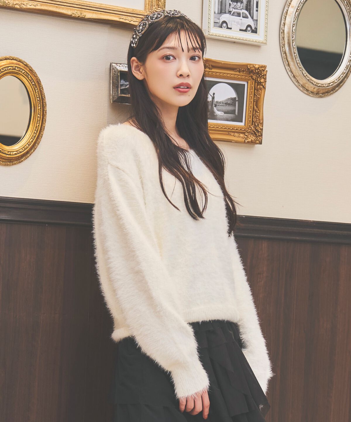 アンドクチュール「前後２WAYシャギーニットプルオーバー」|ニット・セーター|