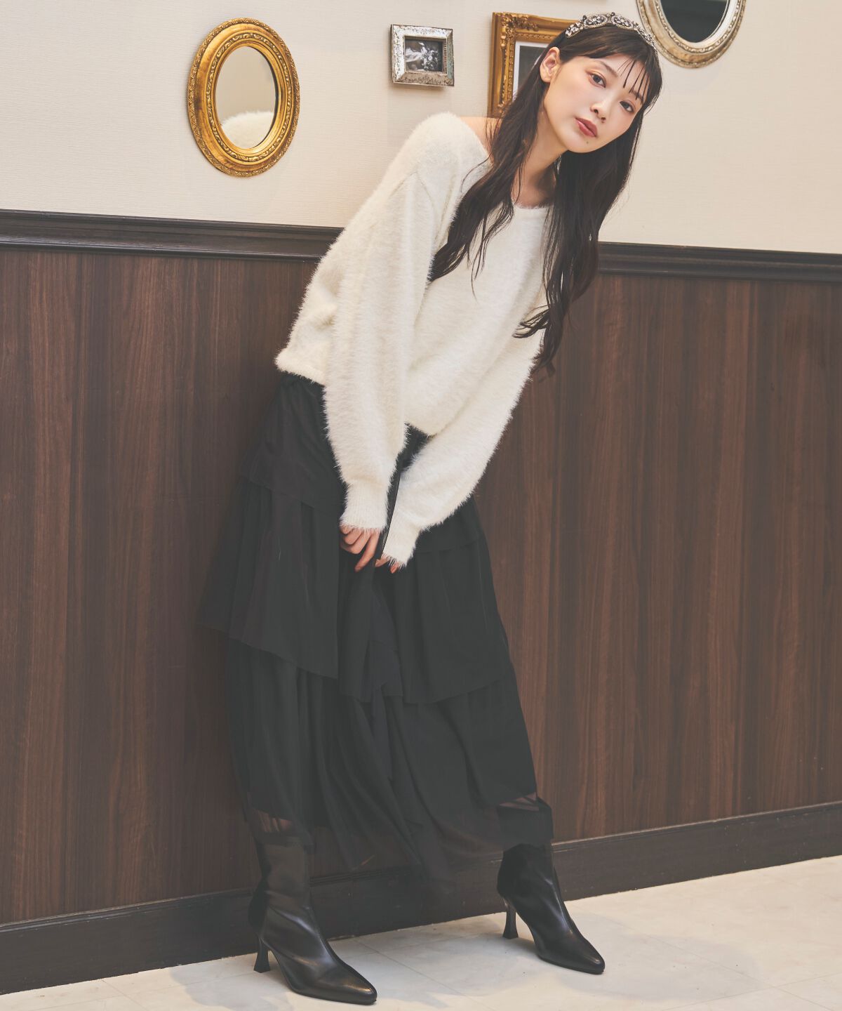 アンドクチュール「前後２WAYシャギーニットプルオーバー」|ニット・セーター|