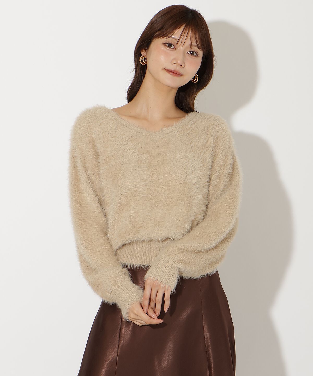 アンドクチュール「前後２WAYシャギーニットプルオーバー」|ニット・セーター|