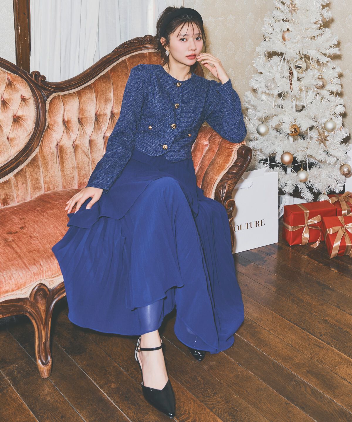 アンドクチュール「ツイードジャケットドッキングワンピース」|ワンピース|