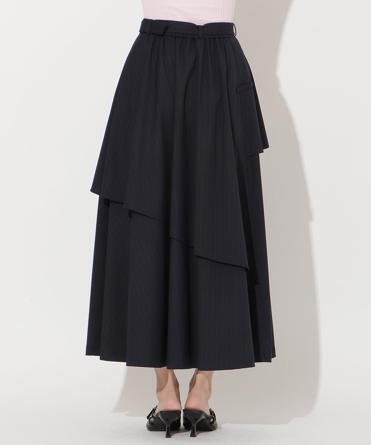 アンドクチュール「ベルト付きレイヤードデザインフレアスカート」|フレア|