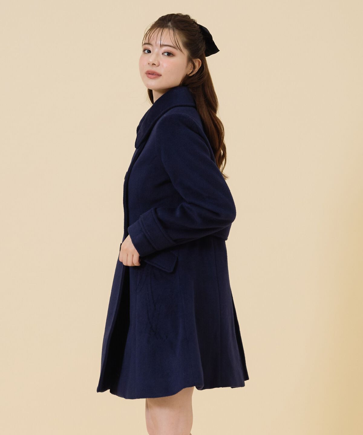 REDYAZEL「ウールライクダブルミドルコート」|ステンカラーコート|