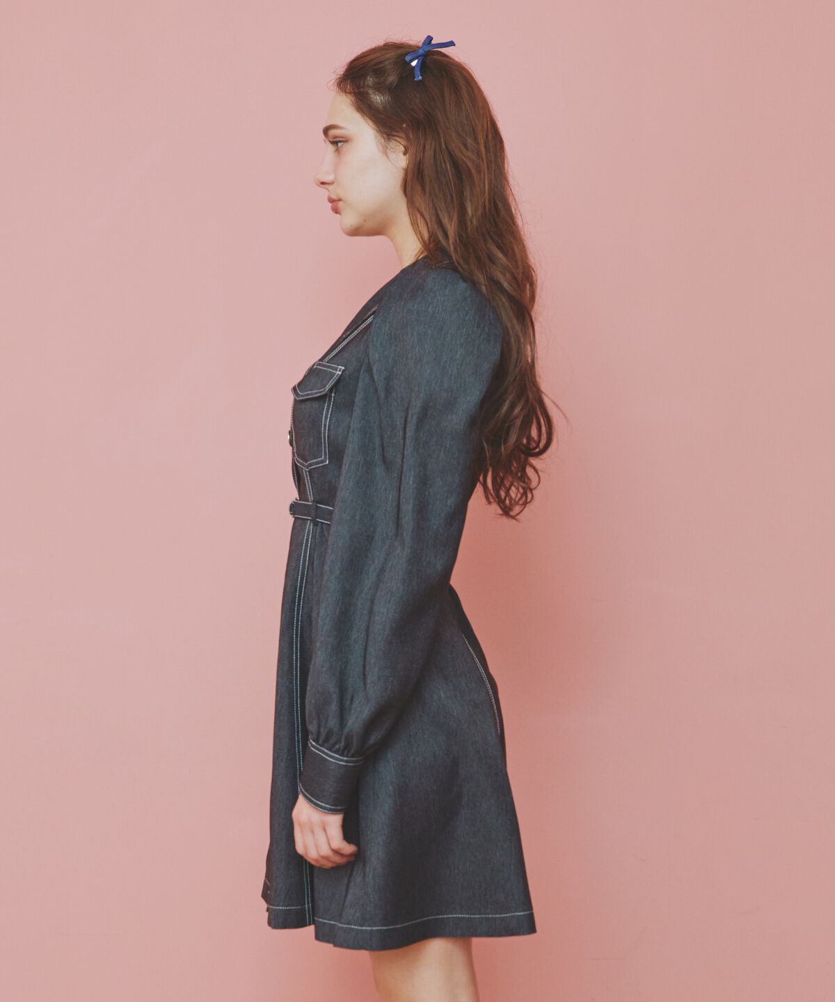 REDYAZEL「デニムライクミニシャツワンピース」|ワンピース|