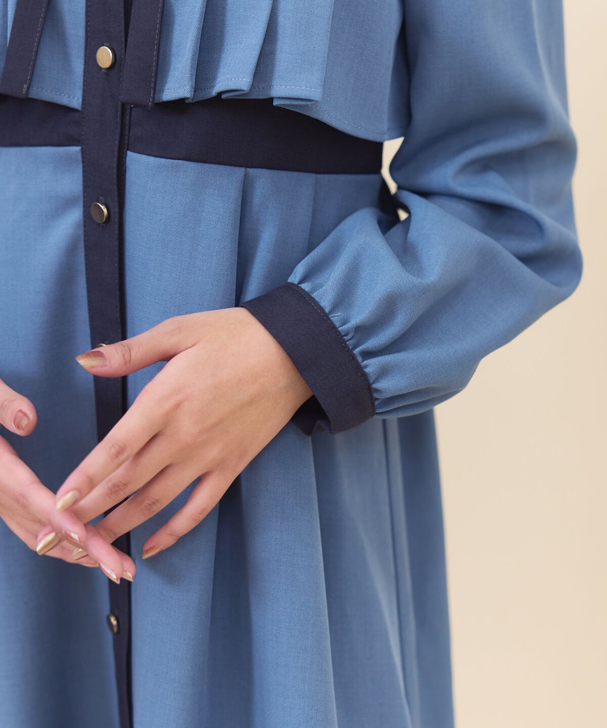 REDYAZEL「バイカラータックプリーツシャツワンピース」|ワンピース|