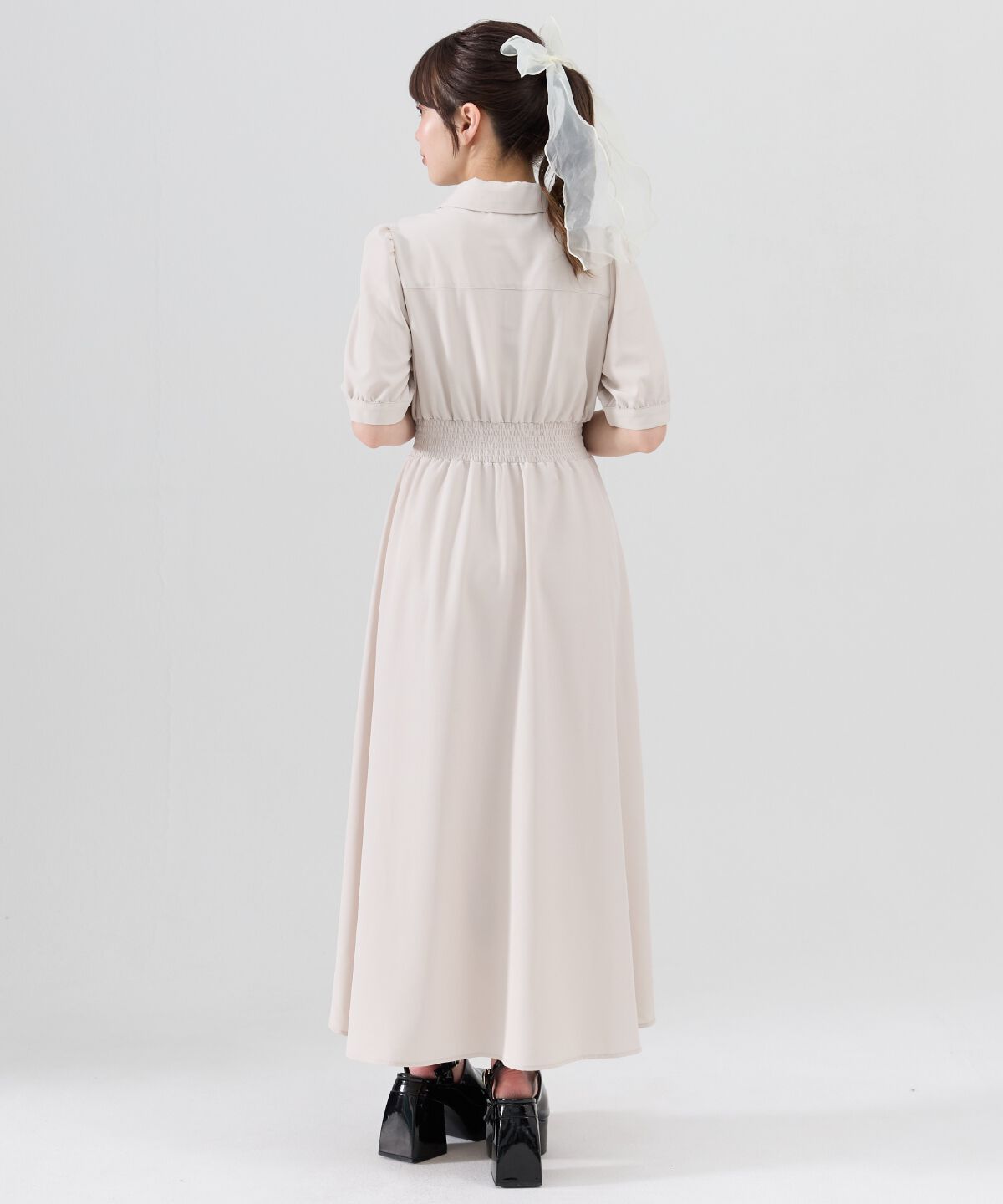 REDYAZEL「ウエストシャーリングシャツワンピース」|ワンピース|