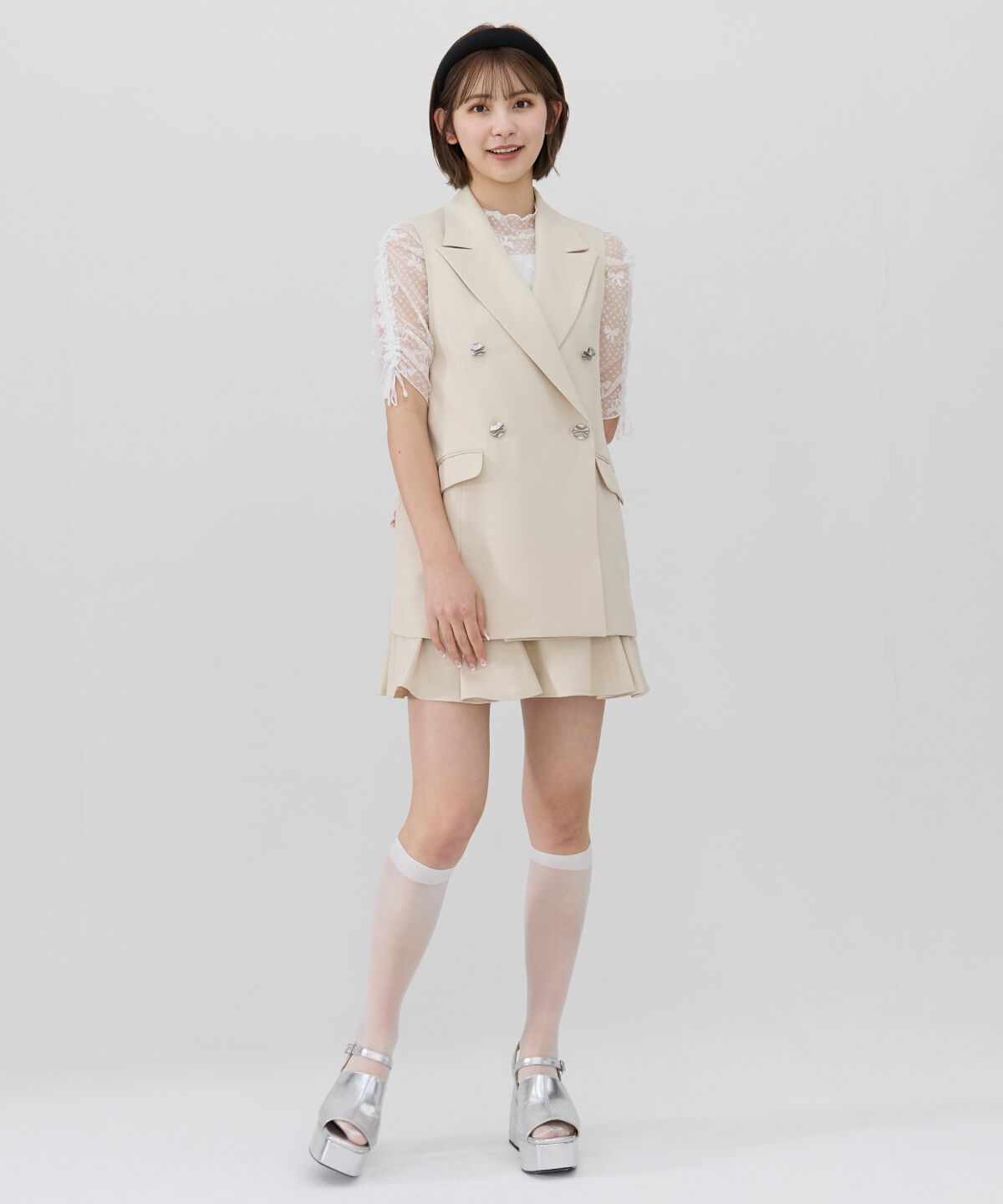 REDYAZEL「バックオープンベスト&times;フレアミニスカートセットアップ」|ワンピース|