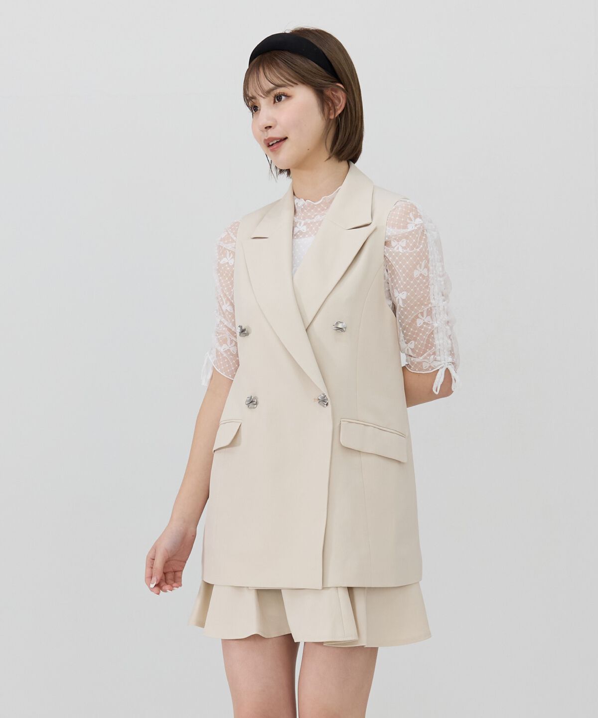 REDYAZEL「バックオープンベスト&times;フレアミニスカートセットアップ」|ワンピース|