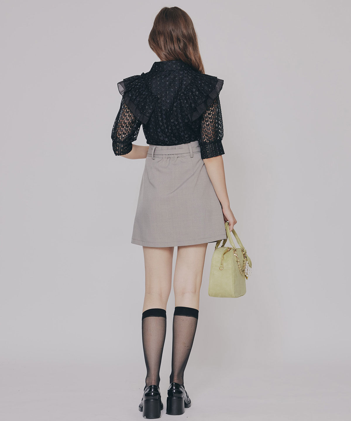 REDYAZEL「ラメレースフリルハーフスリーブブラウス」|シャツ・ブラウス|