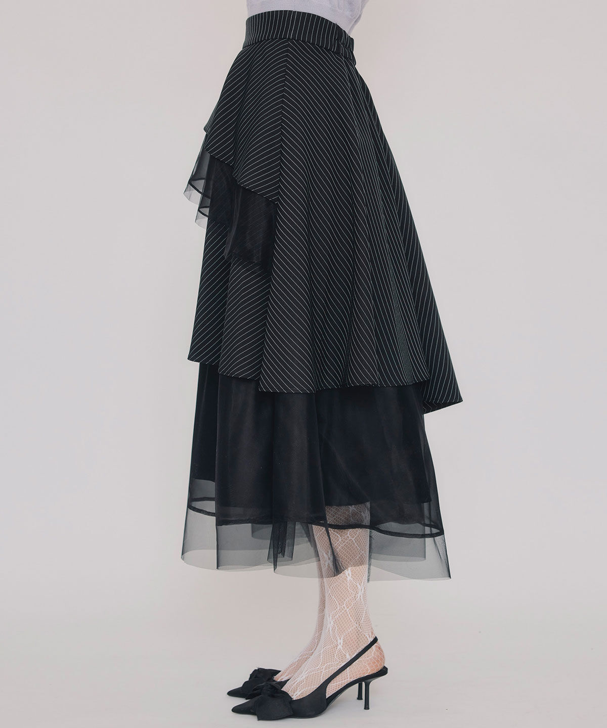 REDYAZEL「シアーMIXティアードスカート」|フレア|