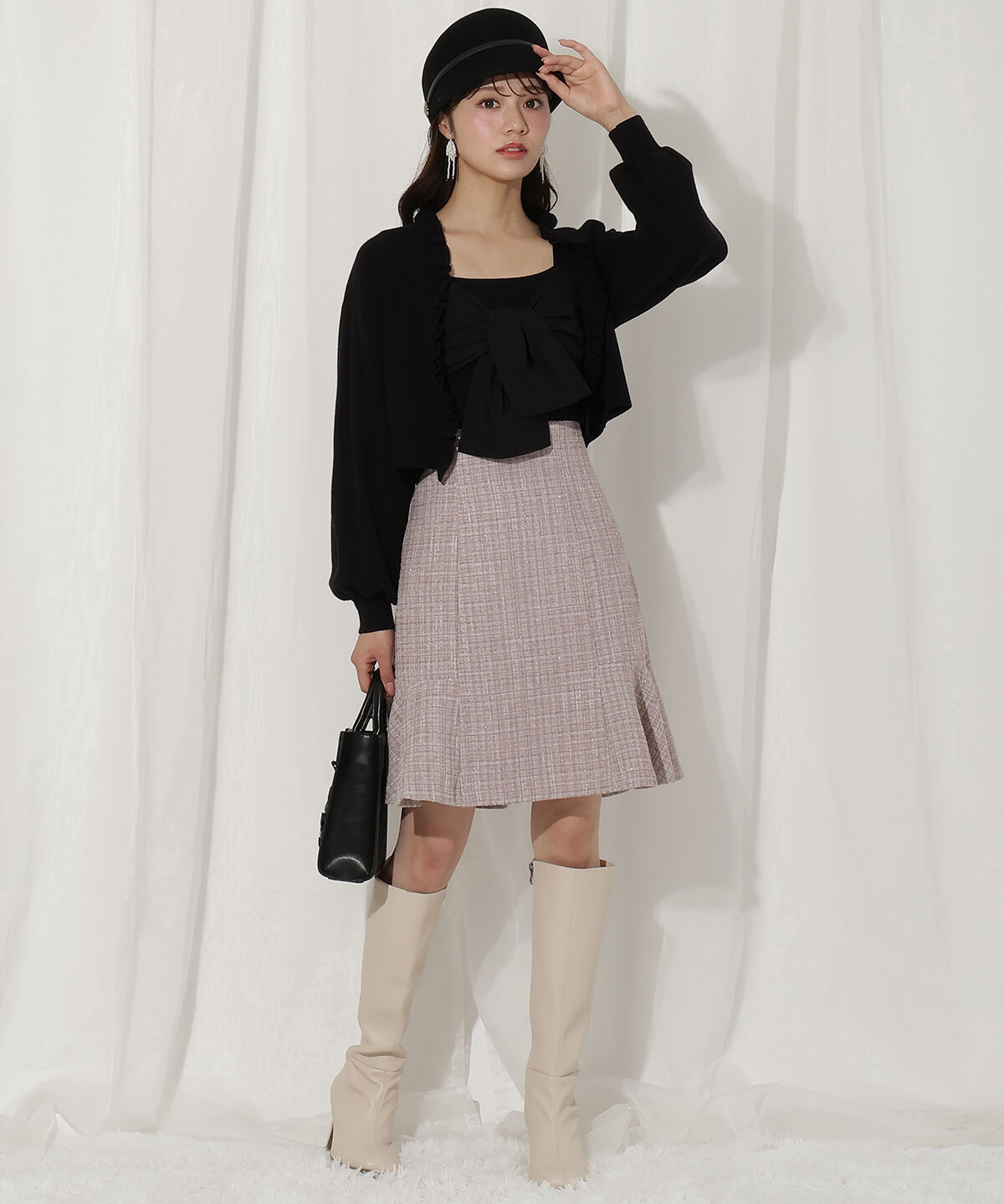 WILLSELECTION「フリルカーディガン&times;リボンキャミセット」|カーディガン|