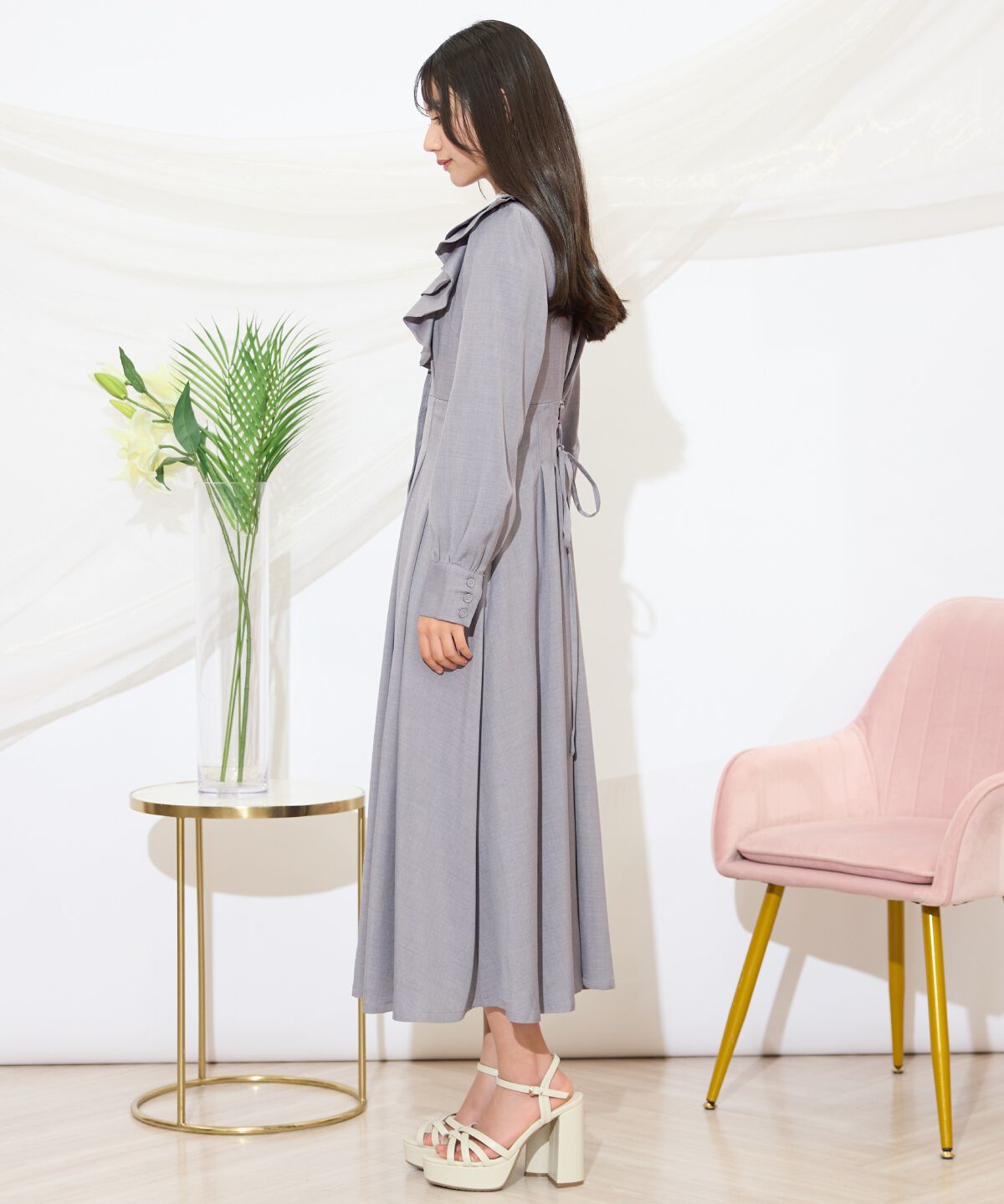 WILLSELECTION「配色襟ダブルフリルシャツワンピース」|ワンピース|