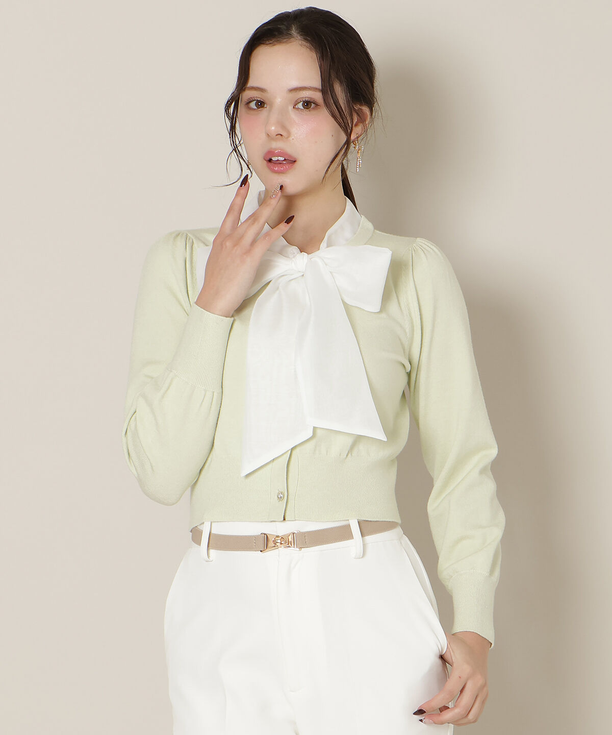 WILLSELECTION「リボンタイニットトップス」|ニット・セーター|ミント