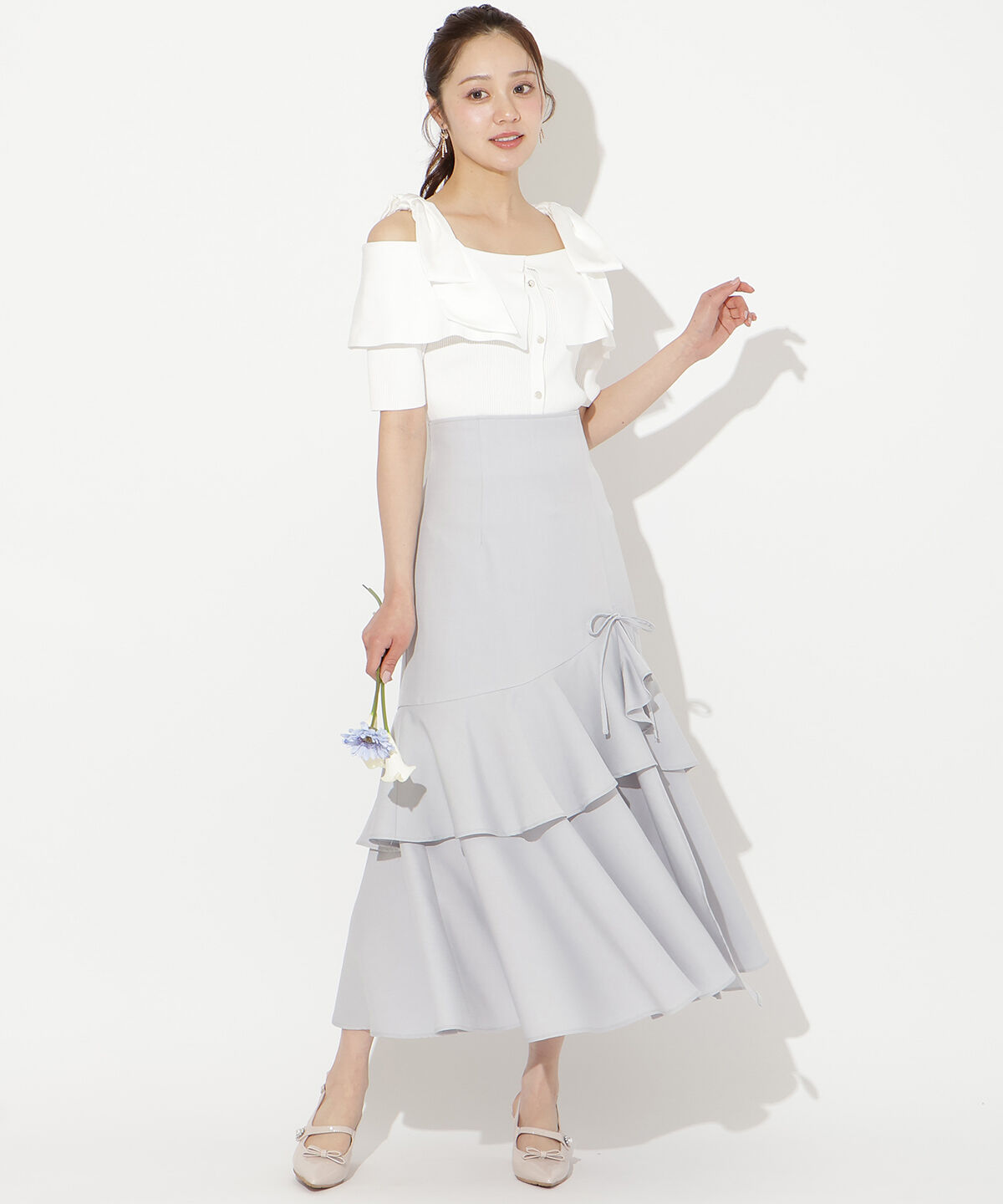 WILLSELECTION「リボンオフショルハーフスリーブニット」|ニット・セーター|