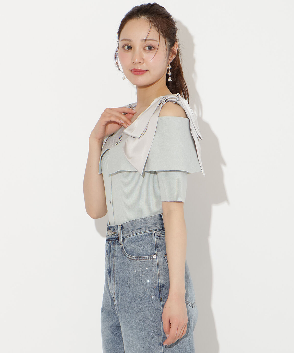 WILLSELECTION「リボンオフショルハーフスリーブニット」|ニット・セーター|