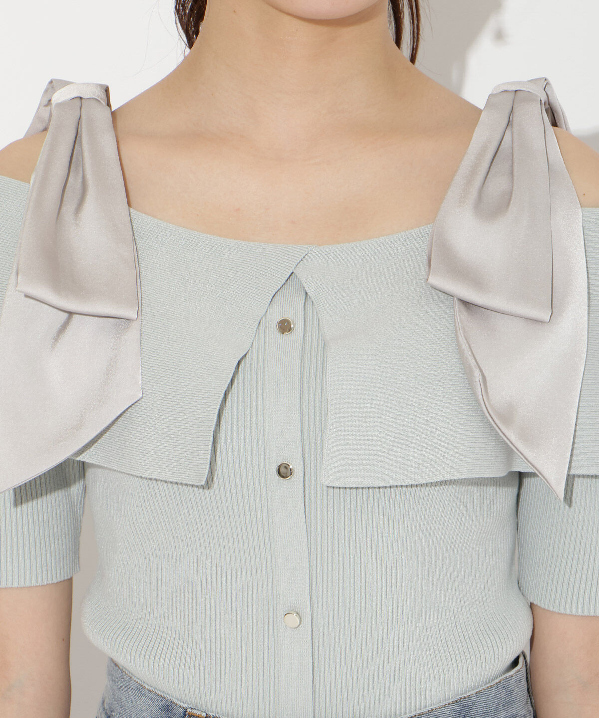 WILLSELECTION「リボンオフショルハーフスリーブニット」|ニット・セーター|