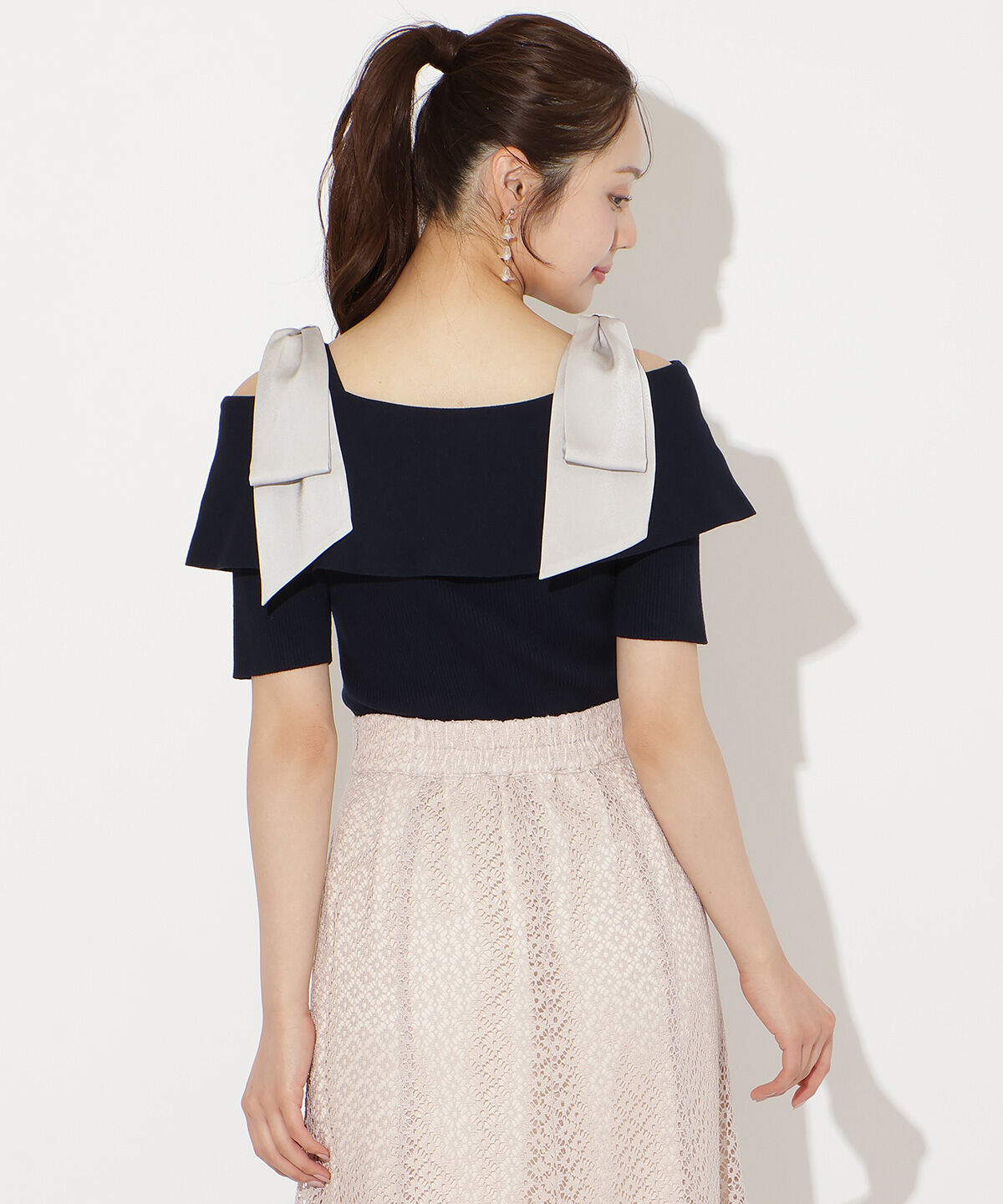 WILLSELECTION「リボンオフショルハーフスリーブニット」|ニット・セーター|