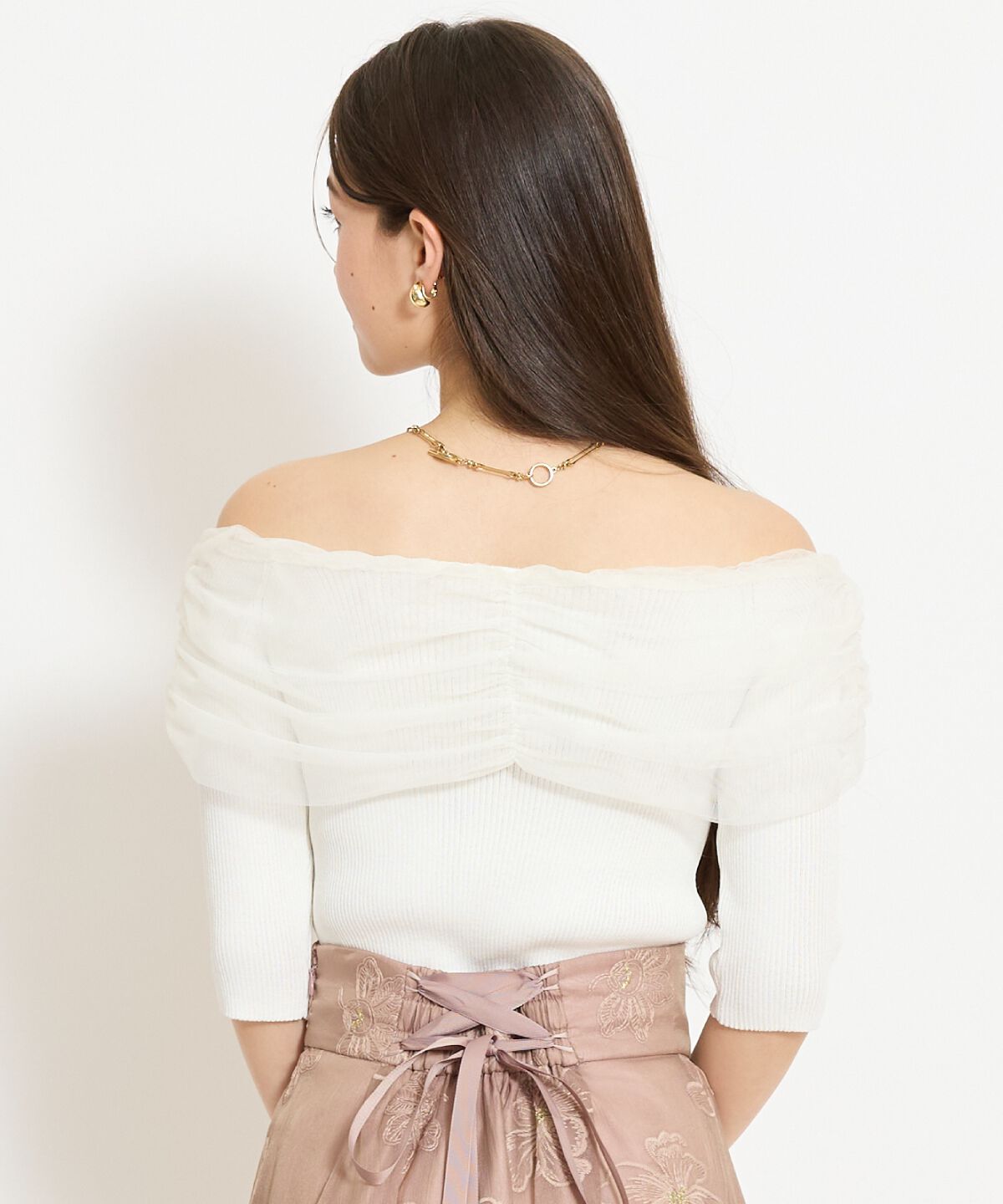 WILLSELECTION「リボンチュールレイヤードリブニット」|ニット・セーター|