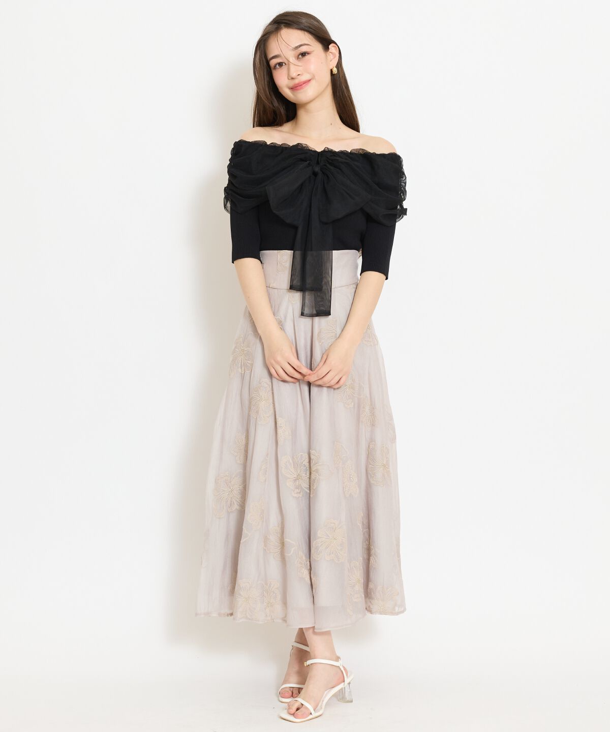 WILLSELECTION「リボンチュールレイヤードリブニット」|ニット・セーター|