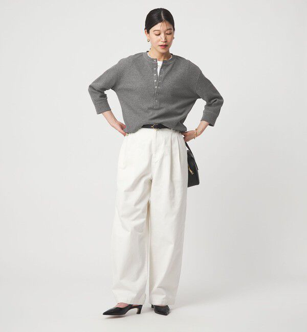 UNITED ARROWS green label relaxing「【WEB限定】＜at ease＞ワッフル ヘンリーネック 5分袖 カットソー」|Tシャツ・カットソー|