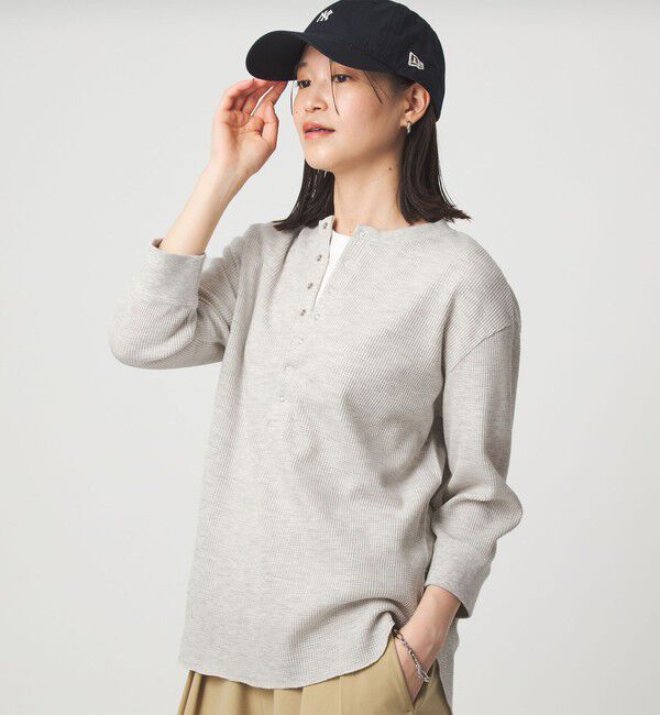 UNITED ARROWS green label relaxing「【WEB限定】＜at ease＞ワッフル ヘンリーネック 5分袖 カットソー」|Tシャツ・カットソー|