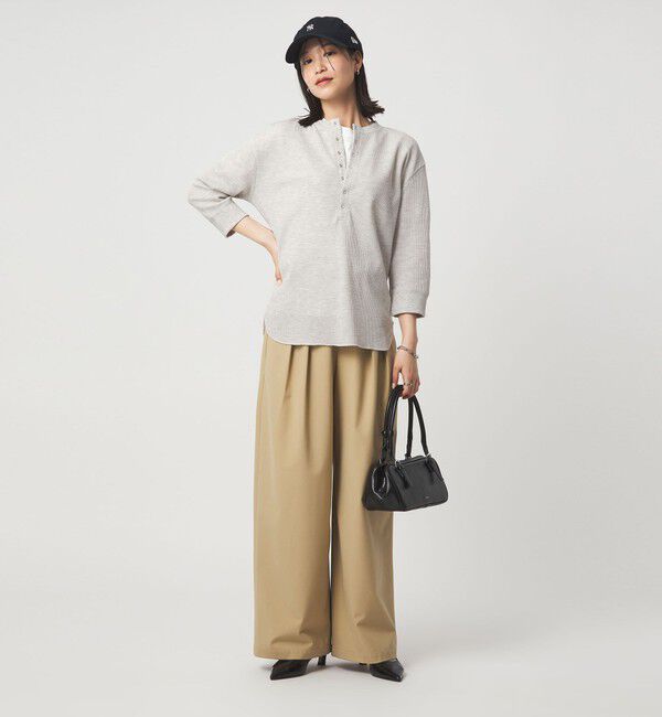 UNITED ARROWS green label relaxing「【WEB限定】＜at ease＞ワッフル ヘンリーネック 5分袖 カットソー」|Tシャツ・カットソー|
