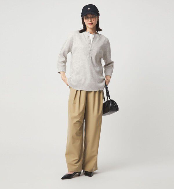 UNITED ARROWS green label relaxing「【WEB限定】＜at ease＞ワッフル ヘンリーネック 5分袖 カットソー」|Tシャツ・カットソー|