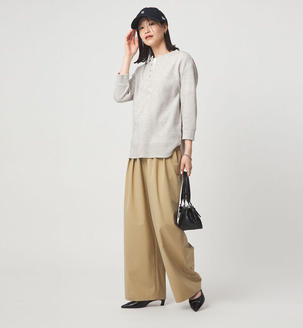 UNITED ARROWS green label relaxing「【WEB限定】＜at ease＞ワッフル ヘンリーネック 5分袖 カットソー」|Tシャツ・カットソー|