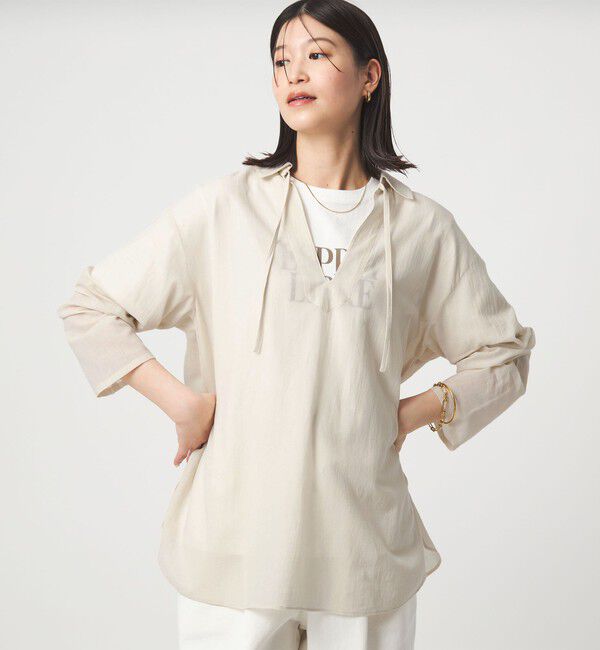 UNITED ARROWS green label relaxing「【WEB限定】＜at ease＞シアー スキッパー シャツ」|シャツ・ブラウス|