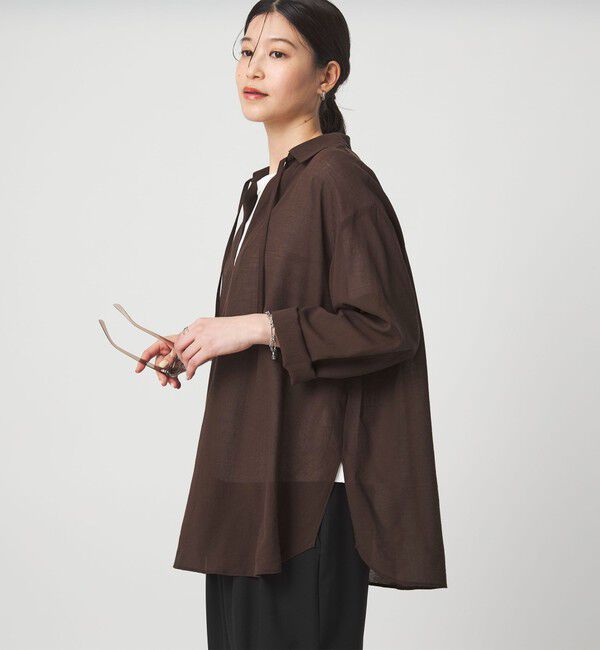 UNITED ARROWS green label relaxing「【WEB限定】＜at ease＞シアー スキッパー シャツ」|シャツ・ブラウス|