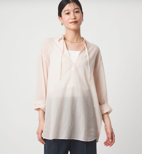 UNITED ARROWS green label relaxing「【WEB限定】＜at ease＞シアー スキッパー シャツ」|シャツ・ブラウス|