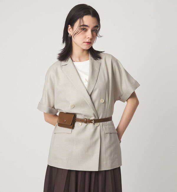 UNITED ARROWS green label relaxing「［size SHORTあり］ライト リネンライク ハーフスリーブ ジャケット UVカット 通気性」|テーラードジャケット|